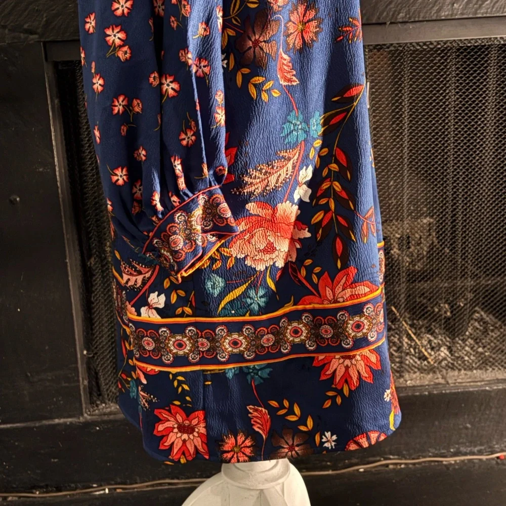 LOFT Iconic Blue Floral Long Sleeve Dress - Picture 13 of 14